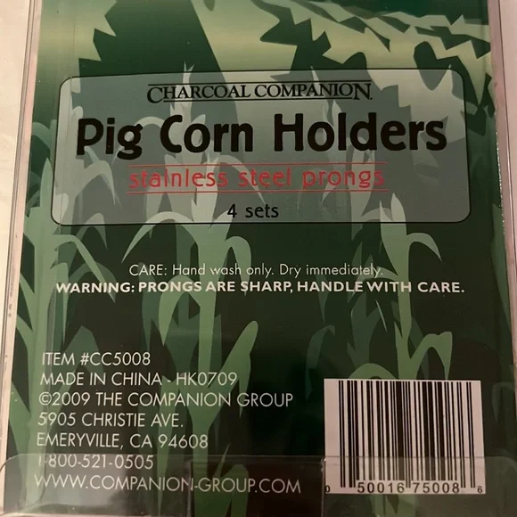 SET OF 4 PIG CORN HOLDERS•STAINLESS STEEL PRONGS•BRAND NEW IN BOX - Picture 2 of 3